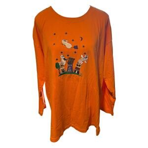 Vtg 90s Halloween Ghost Long Sleeve Shirt Colleen's Collectables Womens L Cotton